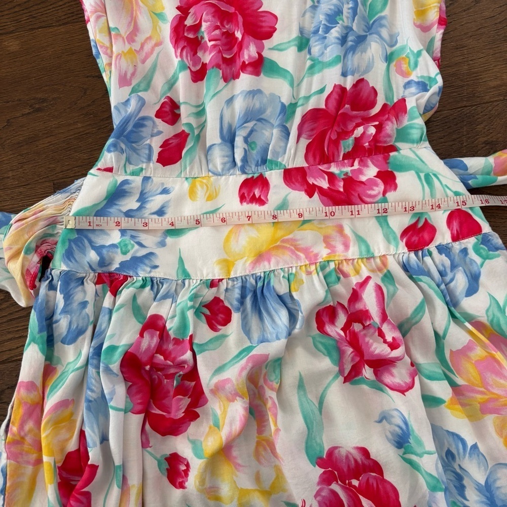 Vintage Floral Tie Waist Scoop Neck Midi Sundress - Picture 16 of 16